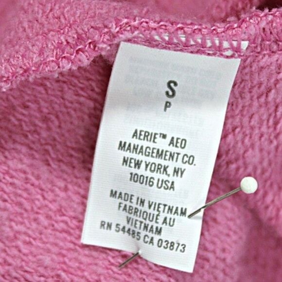 American Eagle Hoodie Sweatshirt Pullover Faux Fur Lined Pink Women’s Small - Picture 7 of 9